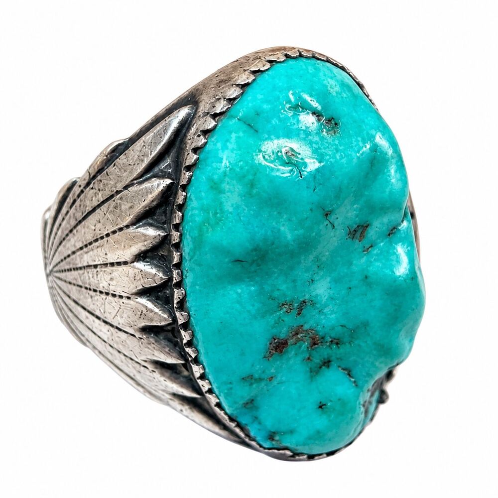 Robert & Bernice Leekya Sterling Silver Turquoise Ring | Native American Signed